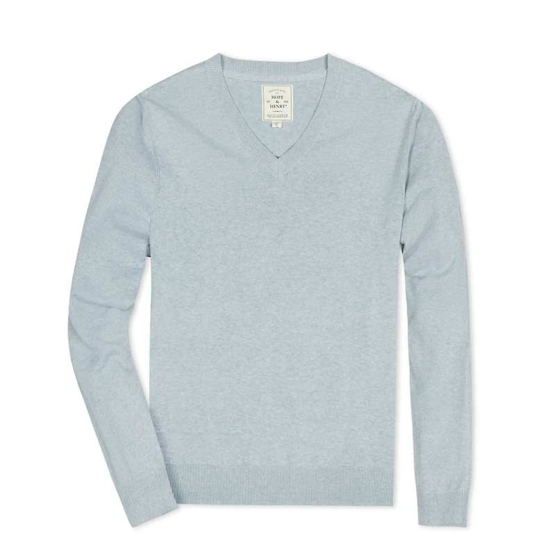 Hope & Henry Men's Fine Gauge V-Neck Pullover Sweater