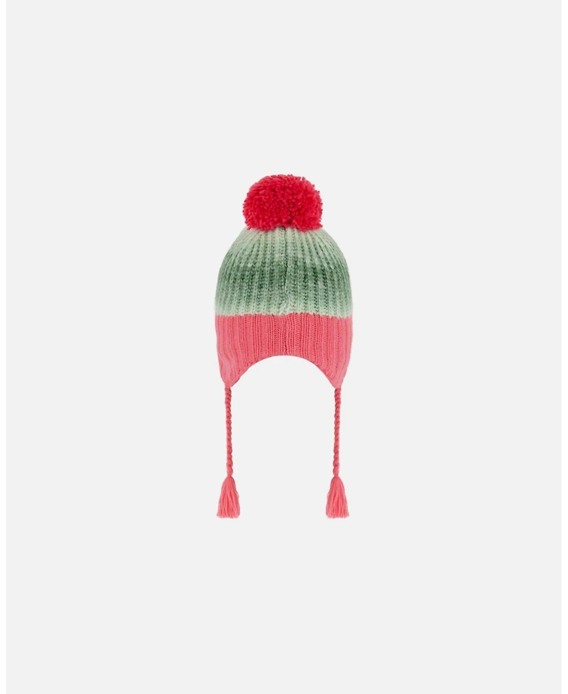 Deux par Girl Peruvian Knit Hat Pink And Gradient Green - Toddler|Child