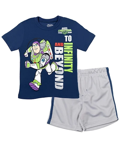 Disney Pixar Toy Story Woody Buzz Lightyear Bo Peep Rex Athletic T-Shirt Mesh Shorts Outfit Set Infant to Little Kid