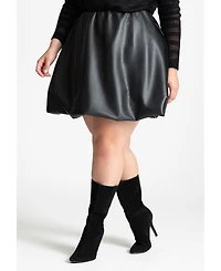 Eloquii Women's Faux Leather Bubble Hem Skirt