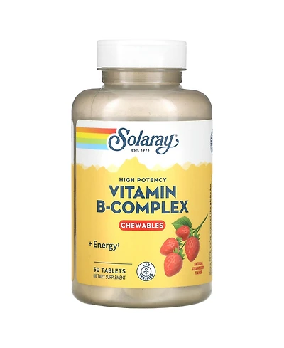 Solaray High Potency Vitamin B-Complex Chewables Natural Strawberry - 50 Tablets