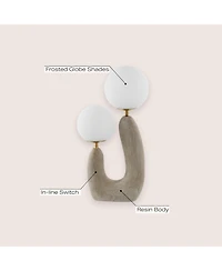 Jonathan Y Oona 18" 2-Light Mid-Century Scandinavian Resin/Iron/Frosted Glass Cactus Led Table Lamp, Gray Wood Finish