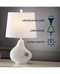 Jonathan Y Charlotte 24" Minimalist Designer Iron/Resin Oval Shade Led Table Lamp, White Terrazzo