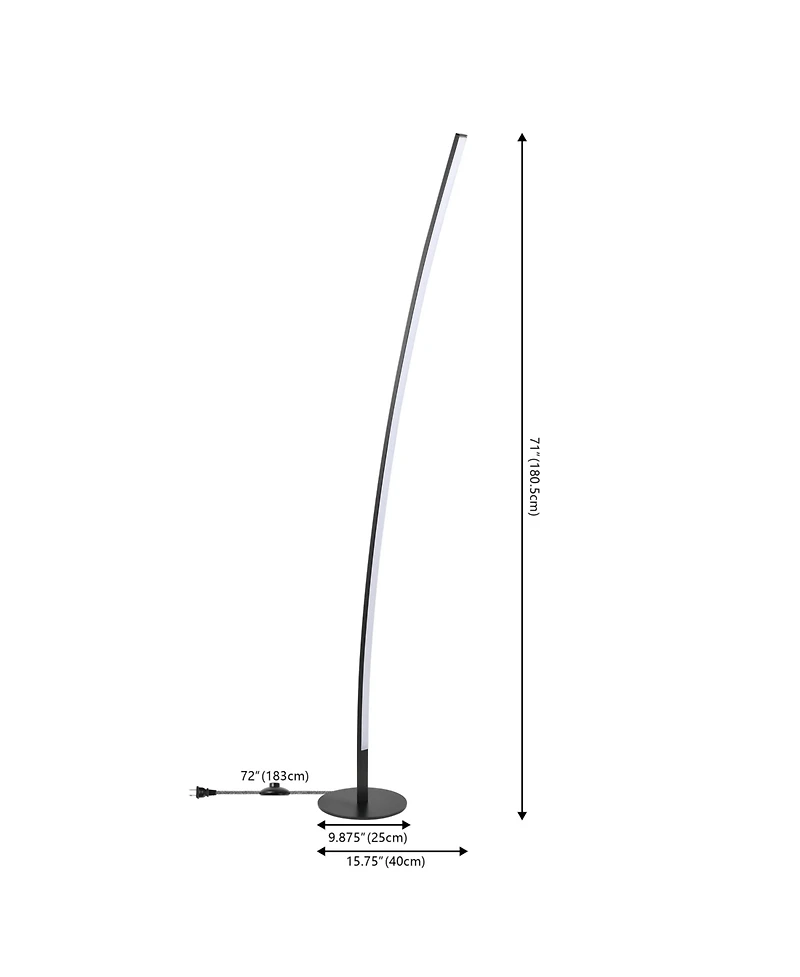 Jonathan Y Malthe 71" Modern Contemporary Aluminum/Iron Arc Integrated Led Floor Lamp, Black