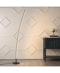 Jonathan Y Malthe 71" Modern Contemporary Aluminum/Iron Arc Integrated Led Floor Lamp, Black