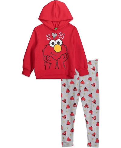 Sesame Street Baby Girls Rainbow Fleece Hoodie and Leggings Outfit Set to