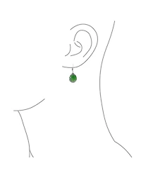 Bling Jewelry Boho Western Large Flat Teardrop Natural Stone Filigree Scroll Lever Back Dangle Earrings Oxidized .925 Sterling Silver