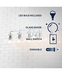Jonathan Y Shirley 36.25" 5-Light Metal/Seeded Glass Vanity Light, Chrome
