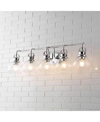Jonathan Y Shirley 36.25" 5-Light Metal/Seeded Glass Vanity Light, Chrome