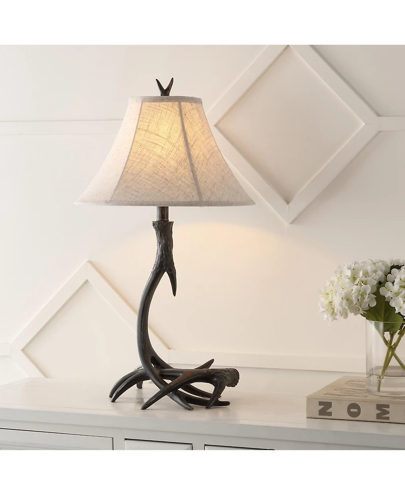 Jonathan Y Antler 27.5" Rustic Resin Led Table Lamp, Beige