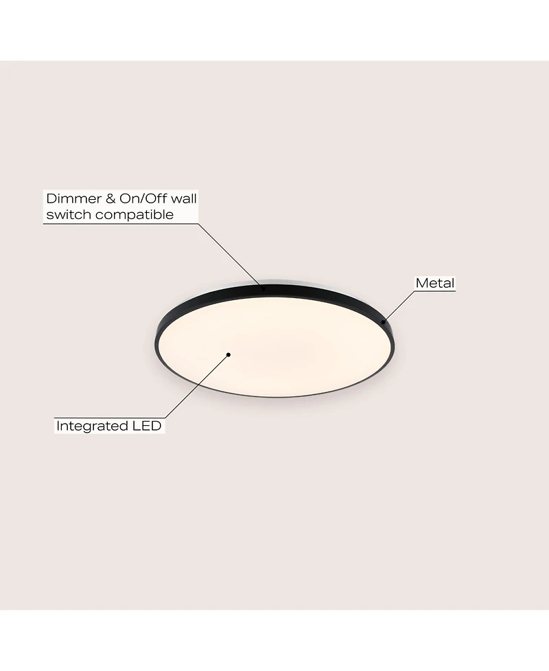 Jonathan Y Astrid 21.25" 1-Light Modern Minimalist Iron Circle Integrated Led Flush Mount, Brushed Nickel