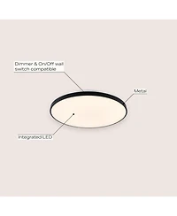 Jonathan Y Astrid 21.25" 1-Light Modern Minimalist Iron Circle Integrated Led Flush Mount, Brushed Nickel
