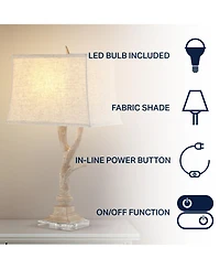 Jonathan Y Antler 29.5" Rustic Resin/Crystal Led Table Lamp, Beige/Clear
