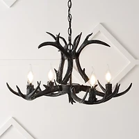 Jonathan Y Eldora 26" Adjustable Resin Antler 4-Light Led Chandelier, Black