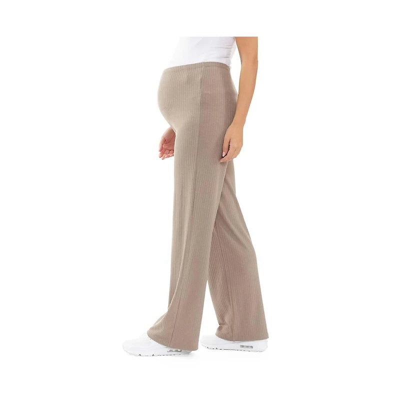 Ripe Maternity Cindy Rib Straight Leg Pant Taupe
