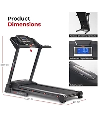 Sunny Health & Fitness Premium Smart Treadmill with Auto Incline, Speed Buttons, Double Deck Technology, Digital Performance Display, Bmi Calculator a