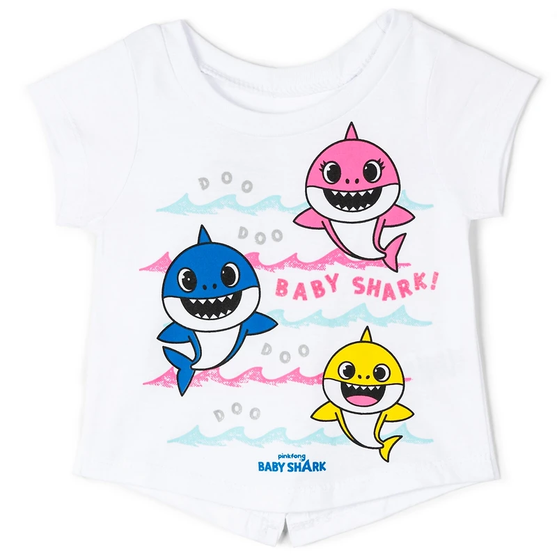 Baby Shark Girls Pinkfong T-Shirt and Shorts Outfit Set