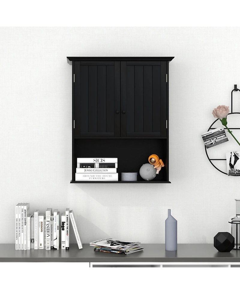 Skonyon 2-Door Wall Mount Bathroom Storage Cabinet with Open Shelf