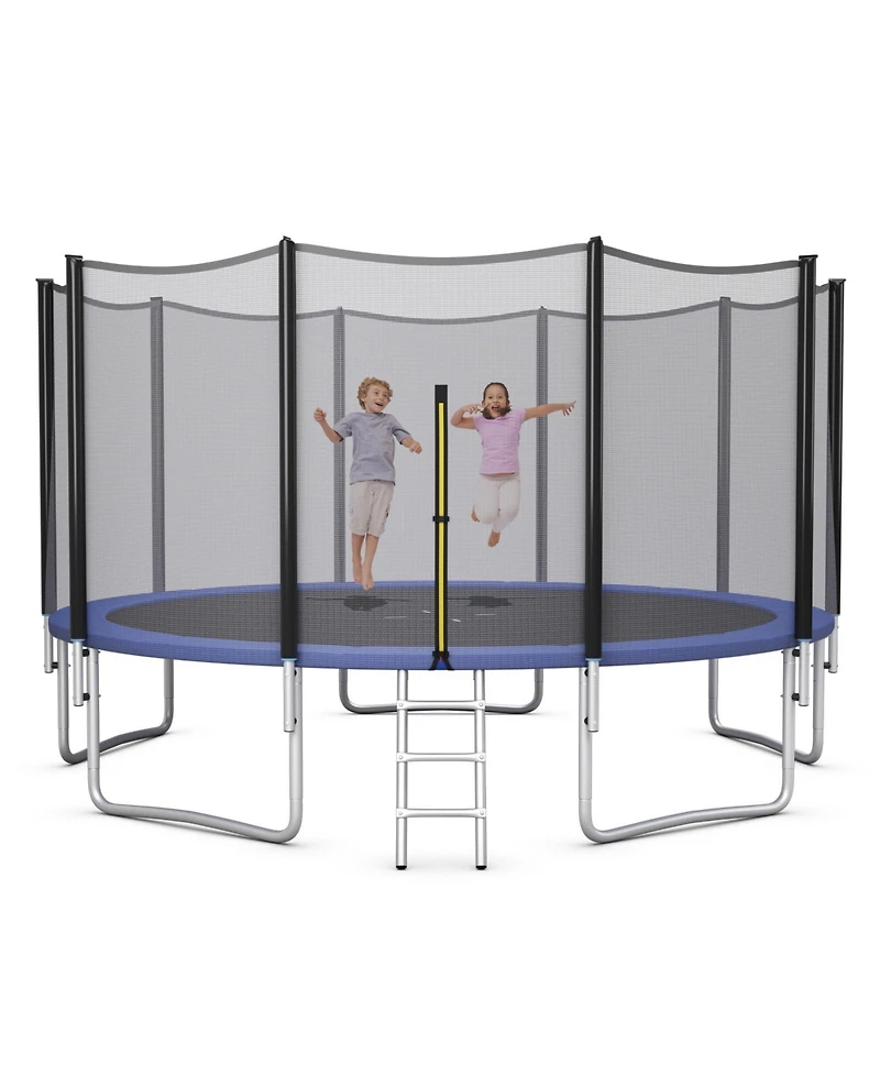 Skonyon 8/10/12/14/15 Feet Outdoor Trampoline Bounce Combo with Safety Closure Net Ladder