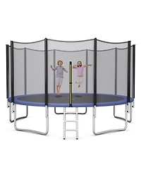 Skonyon 8/10/12/14/15 Feet Outdoor Trampoline Bounce Combo with Safety Closure Net Ladder