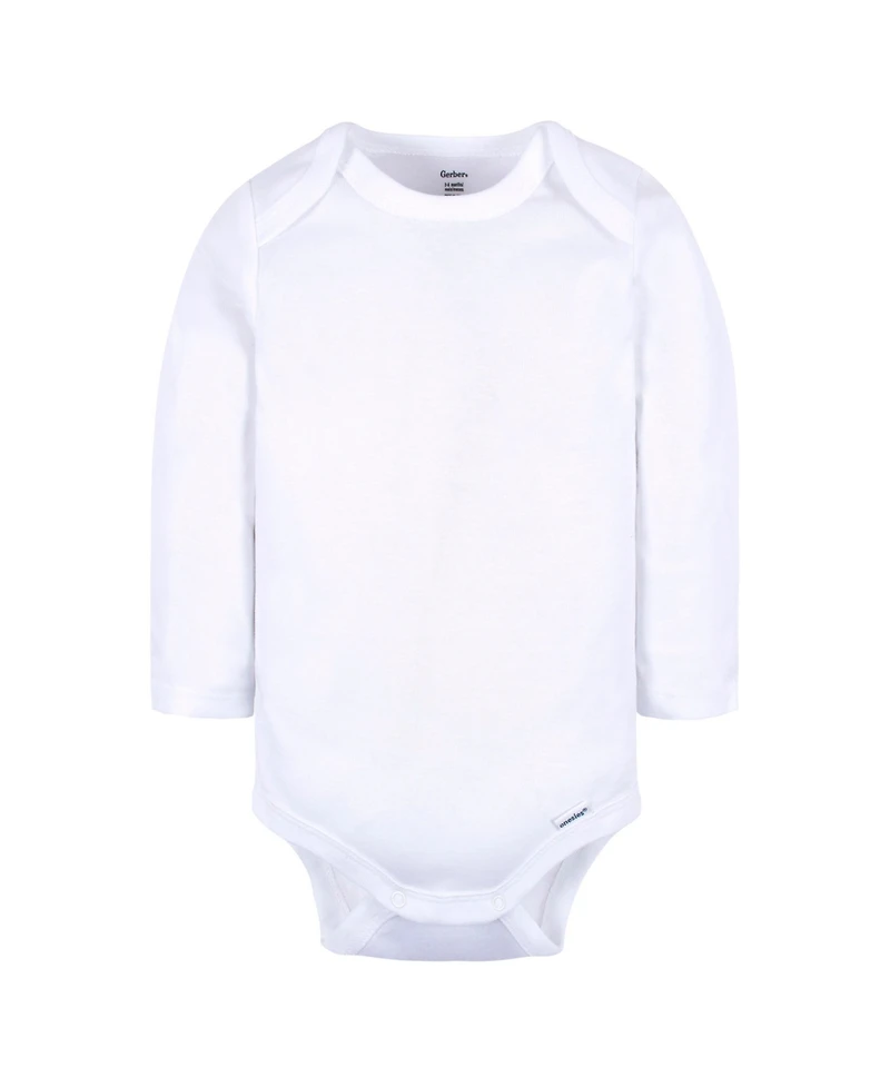 Gerber Baby Girls Long Sleeve Onesies Bodysuits, 6-Pack, White/Black Variety