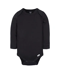 Gerber Baby Girls Long Sleeve Onesies Bodysuits, 6-Pack, White/Black Variety