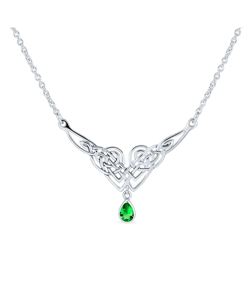 Bling Jewelry Green Good Luck Friendship Trinity Irish Love Knot Triquetra Infinity Statement Celtic Necklace Collar Pendant Couples Sterling Silver