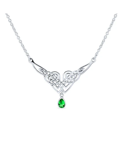 Bling Jewelry Green Good Luck Friendship Trinity Irish Love Knot Triquetra Infinity Statement Celtic Necklace Collar Pendant Couples Sterling Silver