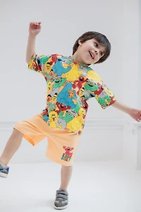 Sesame Street Boys Oscar the Grouch Elmo Bert and Ernie Graphic T-Shirt Shorts Outfit Set to