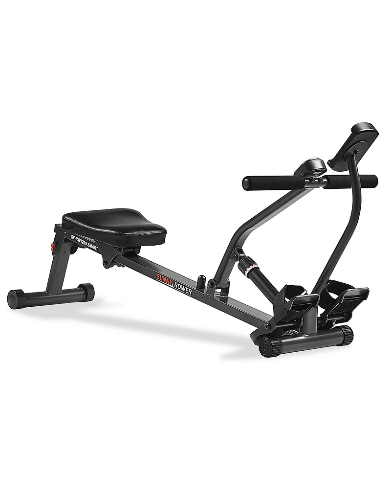 Sunny Health & Fitness Smart Compact Hydraulic Rower &with 12 Levels Resistance and Free SunnyFit App Via Bluetooth