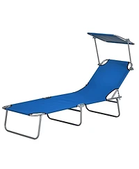 Outsunny Outdoor Chaise Lounge ning Chair, Folding W/ Sun Shade,
