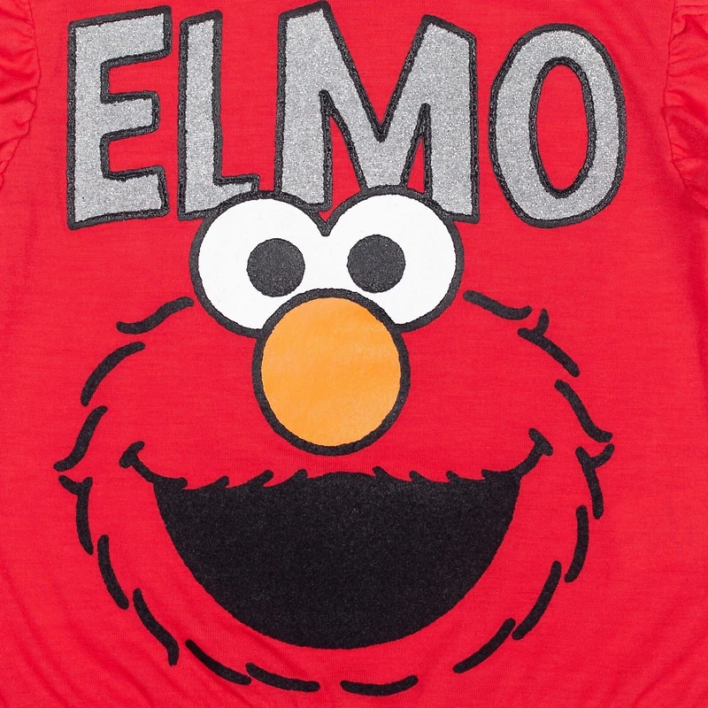 Sesame Street Toddler Girls Elmo Peplum T-Shirt and French Terry Shorts Outfit Set