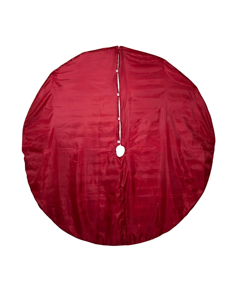 Kurt Adler 72-Inch Burgundy Sequin With Metallic Cord Tree Skirt