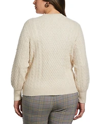 Ella Rafaella Plus Cut-Out Cable Knit Long Sleeve Sweater