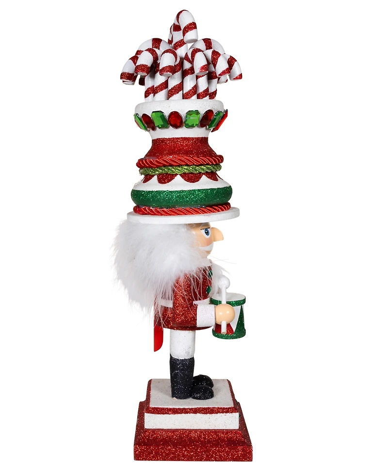 Kurt Adler 16-Inch Hollywood Candy Cane Hat with Drum Nutcracker