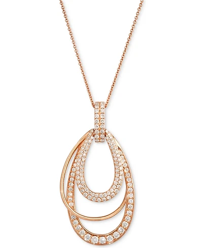 Le Vian Nude Diamond Multi Layered Teardrop Orbital Adjustable 20" Pendant Necklace (1 ct. t.w.) in 14k Rose Gold