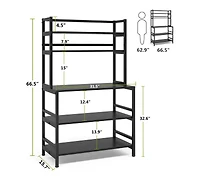 Tribesigns 5-Tier Kitchen Bakers Rack with Hutch, Industrial Microwave Oven Stand, Free Standing Kitchen Utility Cart Storage Shelf Organizer(Black)