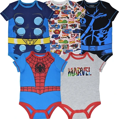 Avengers Baby Boys Spider-Man 5 Pack Bodysuits