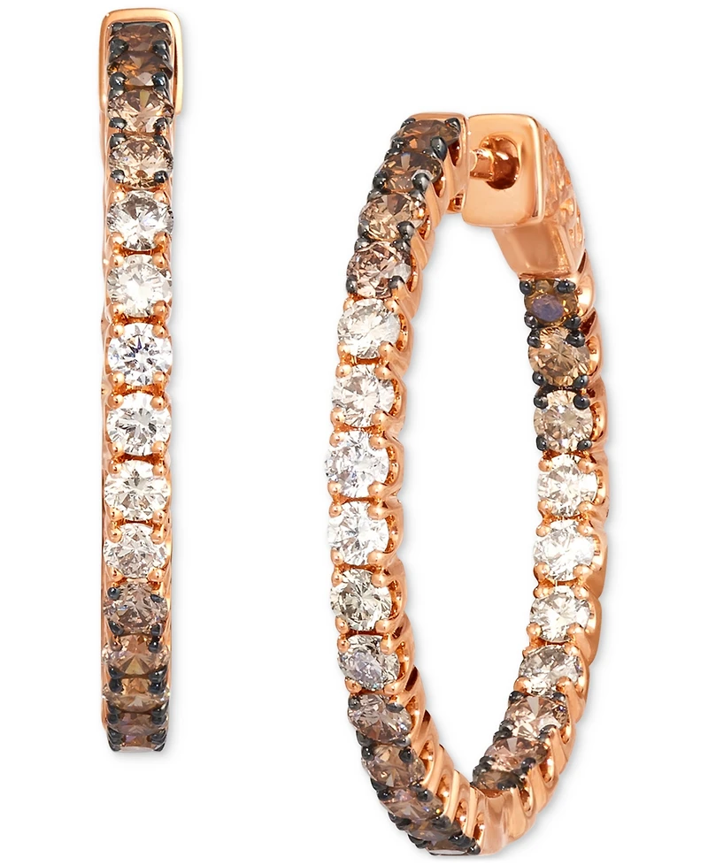Le Vian Chocolate Ombre Diamond & Out Small Hoop Earrings (2 ct. t.w.) 14k Gold, 1"
