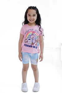 Disney Girls Moana Winnie the Pooh Lion King Pixar Toy Story Lilo & Stitch T-Shirt Shorts Outfit Set to