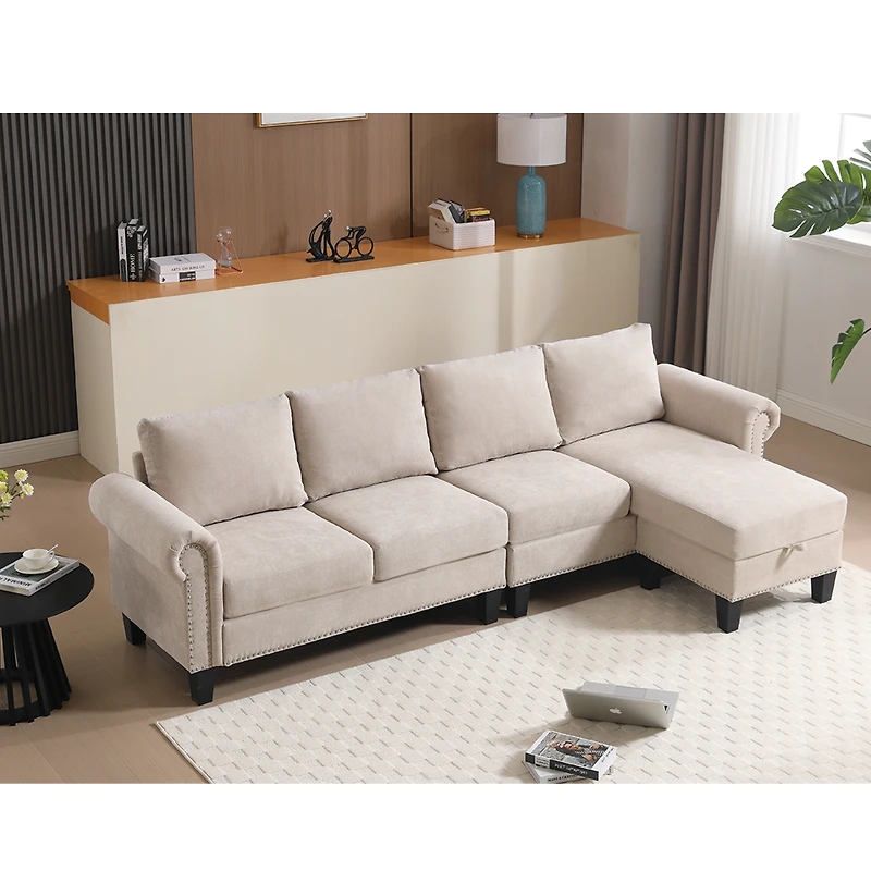 Streamdale Furniture Convertible Sectional Sofa with Storage & Ottoman