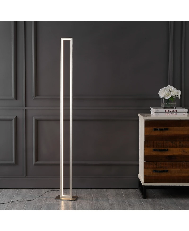 Jonathan Y Johan 59.5" Modern Minimalist Aluminum Integrated Tower Led Floor Lamp, Nickel