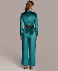 Donna Karan New York Women's Belted Velvet Jumpsuit