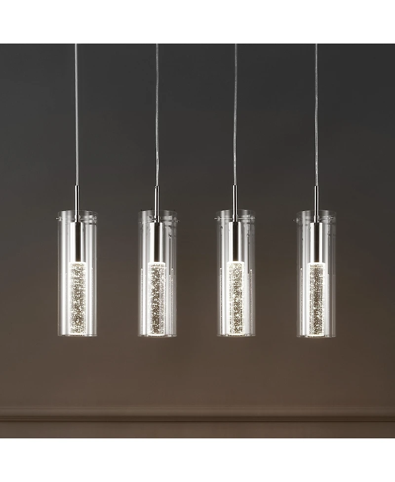 Jonathan Y Mium 29.5" 4-Light Modern Style Iron/Crystal/Glass Integrated Led Linear Pendant, Chrome