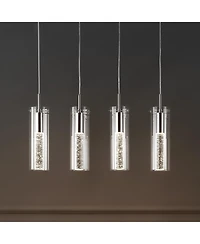 Jonathan Y Mium 29.5" 4-Light Modern Style Iron/Crystal/Glass Integrated Led Linear Pendant, Chrome