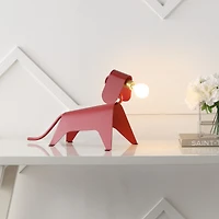 Jonathan Y Rover 10" Modern Industrial Iron Canine Led Kids' Lamp, Red