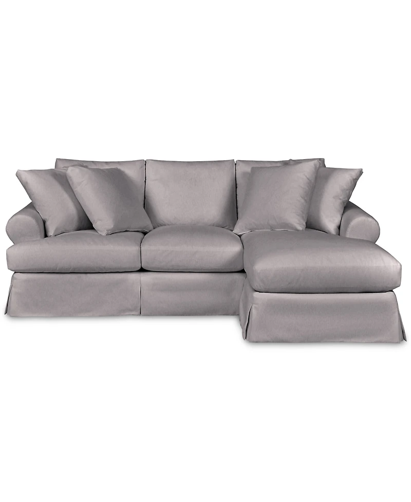 Brenalee 96" Roll Arm Performance Fabric Slipcover Reversible Chaise Sofa with Four Pillows