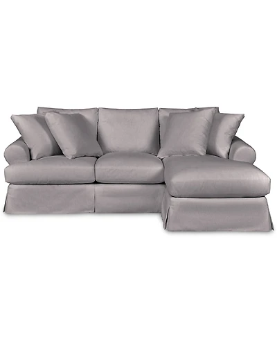 Brenalee 96" Roll Arm Performance Fabric Slipcover Reversible Chaise Sofa with Four Pillows