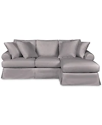 Brenalee 96" Roll Arm Performance Fabric Slipcover Reversible Chaise Sofa with Four Pillows
