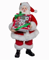 Kurt Adler 10.5-Inch Fabriche Santa with Box of Donuts